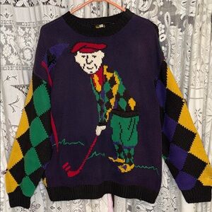 Vintage Golf-Themed Crewneck Sweater